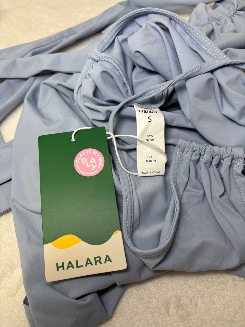 Halara Sleeveless Tie Back Belted Pocket Cut Out Cool Touch Jumpsuit-UPF50+   S - Picture 9 of 11